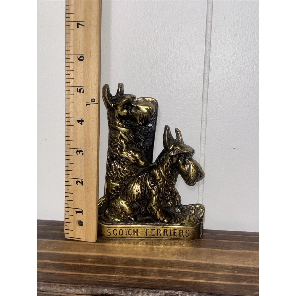 Vintage Solid Brass Scotch Terrier Dog easel ornament -Door Knocker 1930s 5